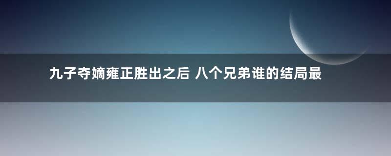 九子夺嫡雍正胜出之后 八个兄弟谁的结局最好